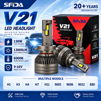 Ampoule de phare de voiture LED universelle super lumineuse 130W haute puissance SFIDA V21 pour mise à niveau des feux de brouillard de voiture et de moto