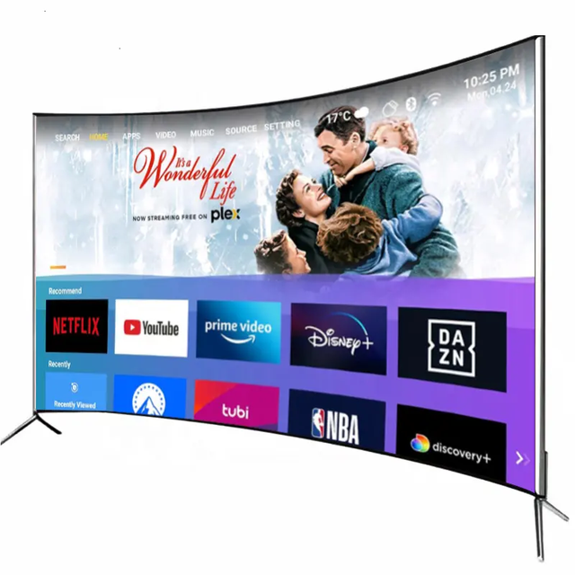 2026 New Product 55 Inch Curved 4K Ultra HD Smart TV LED Explosion-Proof Tempered Glass Hotel TV Business Use