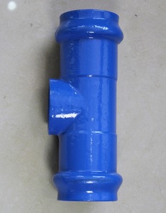 Factory Customize Ductile Iron <b>PVC</b> Double Socket Fittings Tee With Thread Branch - Product Image 3