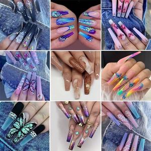 Kit <span class=keywords><strong>de</strong></span> Uñas Postizas <span class=keywords><strong>de</strong></span> Moda, 24 Piezas, Forma Larga, Puntas <span class=keywords><strong>de</strong></span> Uñas <span class=keywords><strong>de</strong></span> Cristal - Product Image 4