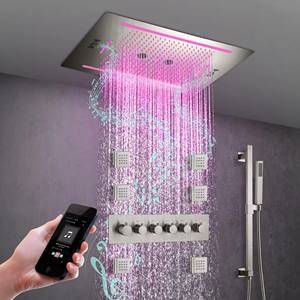 नेतृत्व और संगीत प्लेयर के साथ दीवार घुड़सवार थर्मोस्टैटिक शॉवर सेट - Product Image 2