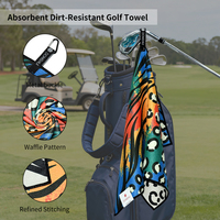 Serviette de golf en microfibre à séchage rapide avec motif gaufré, impression numérique personnalisée et clip magnétique puissant