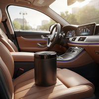 Cendrier de voiture multifonctionnel en plastique avec lumière LED, couvercle anti-fuite, détachable, portable, style professionnel, emballage en boîte couleur pour