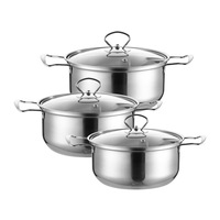 Ensemble de 3 casseroles avec couvercles en verre, compatibles induction, antiadhésives, fond épais, lavables au lave-vaisselle, design moderne pour pâtes, soupes, ragoûts et conserves