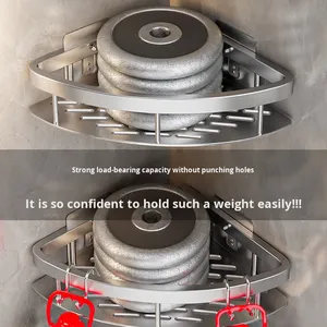 Hiện đại treo tường góc kệ cho phòng tắm thép không gỉ ba tầng thân thiện với môi vòi hoa sen lưu trữ - Product Image 3