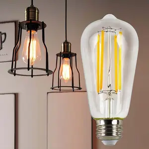 Wholesale 4W 5W 6W ST64 LED Lamp E26 E27 2700K 3000K 4000K 120V 220V Clear Glass LED Edison Filament Bulb For Vintage Lighting