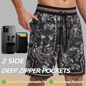 Shorts de basketball confortables et é<span class=keywords><strong>l</strong></span>égants <span class=keywords><strong>pour</strong></span> hommes grandes tailles, <span class=keywords><strong>été</strong></span>, motif diamant, 100% polyester avec taille élastique, imprimé tie-dye - Product Image 4