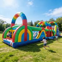 Parcours d'obstacles gonflable en PVC écologique sur le thème du sport, toboggan pour enfants, équipement de jeu d'aventure pour carnaval, qualité commerciale, sec