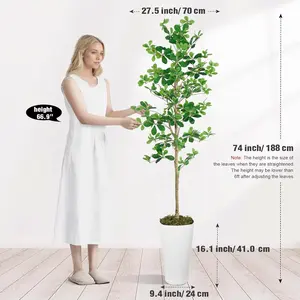 OH ARTS Arbre d'<span class=keywords><strong>olivier</strong></span> noir artificiel réaliste de 1,80 m de haut avec tronc naturel, pot blanc, décoration d'intérieur avec fausse lichette - Product Image 2