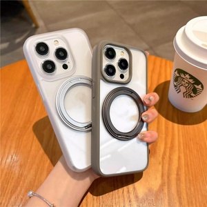 Soporte Magnético con Anillo para Teléfono Móvil, Carcasa Transparente para iPhone 16 15 14 13 12 11 Pro Max, Soporte de Color Sólido, Cubierta Protectora Transparente - Product Image 1