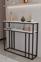 Console murale moderne et élégante à 2 étagères pour salon, avec étagères, construction en aggloméré et métal
