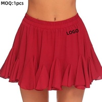 Aoyema Vêtements de sport pour femmes Taille haute à volants évasés A-ligne plissée Mini Padel Vêtements respirants Jupes de tennis élastiques décontractées