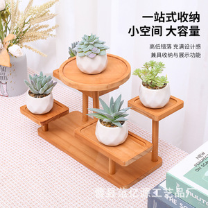 Multi Tiered Wooden Display Rack 5 Layers Freestanding Figurine Storage <b>Stand</b> Living Room Decoration <b>Shelf</b> - Product Image 3