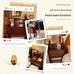 Table de maquillage <span class=keywords><strong>vintage</strong></span> française en bois massif moderne avec 2 tiroirs MYUZ MYUZ-COCO-040 Porte à panneau plat Meubles de maison Salon - Product Image 5
