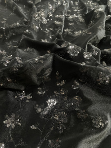 Velours <span class=keywords><strong>bas</strong></span> 3mm paillettes broderie exquis manteau pardessus femmes robe Cheongsam paillettes tissu brodé - Product Image 4