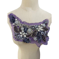 Applique brodée 3D faite main en forme de fleur, en tissu organza J.KAELUM, ornée de strass étincelants, à coudre pour robe de mariée