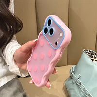 Funda para Teléfono con Diseño de Puntos Ondulados Estilo Japonés/Coreano para iPhone 17, 18 Pro, 16, 15 Pro Max, Color Caramelo, Transparente Esmerilado, Antigolpes