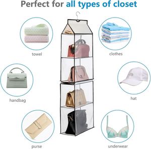Factory Direct Heavy-Duty Mesh 4-<b>Shelf</b> Hanging Handbag Bag Organizer Closet Systems & Organizers for Purse Storage in Households - Product Image 2