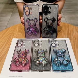 ใช้ได้กับ RENO13 OPPO ที่ชุบด้วยไฟฟ้าเคสโทรศัพท์ลายหมีรุนแรง RENO12แวววาวไล่ระดับสีเคสนิ่ม <span class=keywords><strong>R11</strong></span> - Product Image 3