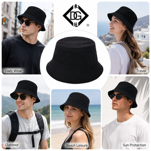Chapeau Bob en Coton avec Logo Brodé, Large Bord, Unisexe, Protection Solaire, Chapeau de Pêcheur, Personnalisable OEM - Product Image 5