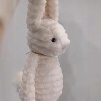 Jellcatt UK Lapin en peluche blanc texturé ondulé à oreilles souples, jouet doux et rembourré, cadeau de Noël et de Thanksgiving pour enfants