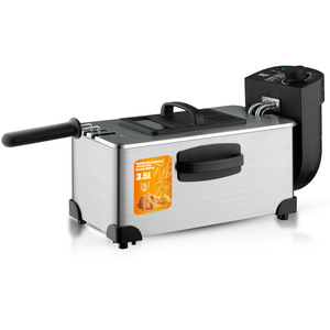 Freidora eléctrica de 3.5L de acero inoxidable, comercial y doméstica, para papas fritas, con cesta y control de temperatura. - Product Image 3
