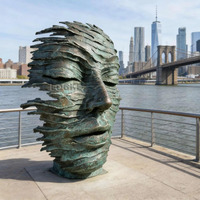 Grande sculpture de jardin en bronze coulé, statue abstraite moderne en métal pour paysage, sculpture 3D extérieure pour parc