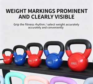 Kettlebell en fonte revêtue de vinyle coloré avec logo personnalisé FRS Wholesale pour la musculation à domicile et l'entraînement de force - Product Image 5