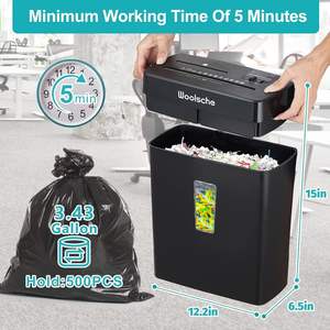 Trituradora de Papel de Corte Cruzado Woolsche de 10 Hojas, Cesta de 3.43 Galones, Nivel de Seguridad P-4, Diseño de 3 Modos, Tritura CD y Tarjetas - Product Image 5