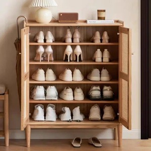 Modern Wooden <strong>Rattan</strong> <strong>Shoe</strong> Cabinet with Durable Multi-Functional <strong>Storage</strong> for Living Room Entryway Hotel Use - Product Image 5