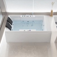 Baignoire intelligente carrée en acrylique de style moderne et luxueux pour couple, double bain à remous, massage, douche cascade, adaptée aux familles