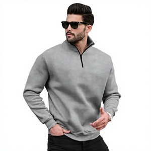 Pull en maille à demi-zip pour homme, coupe classique, décontracté, automne-hiver, 100 % coton, couleur unie, vente en gros, OEM, en stock - Product Image 2