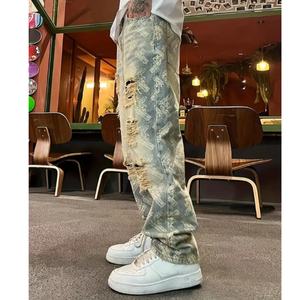 Jeans Rotos Desgastados con Estampado Moderno para Hombre, Tendencia 2025, Adecuados para la Cultura Hip-hop Urbana - Product Image 2