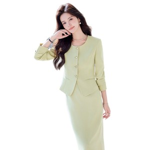 Women's White Long Sleeve Suit <b>Set</b> Midi Skirt Wool Blend Anti-Wrinkle <b>Office</b> Lady Business Formal Wear Spring Autumn - Product Image 5