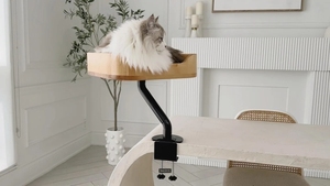 Custom Strong Holds Katzen bis zu 45 Pfund Schreibtisch montiertes Holz Katzen bett Ergonomischer Haustier Barsch - Product Image 2