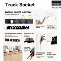 SIXWGH RTS 8000W 60cm EU Power Track Socket 32A Modular Power Rail dengan 3 Stopkontak EU & Pengisian Cepat USB A+C untuk Dapur Kantor