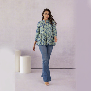 GREEN COTTON <b>TOP</b> WOMEN - Product Image 1