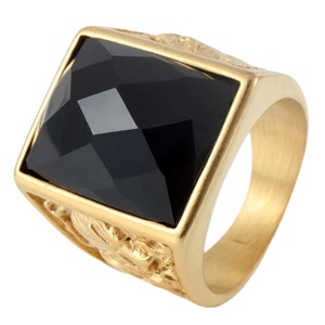 Yunnique – bague en acier inoxydable pour femmes, bijoux de fête avec pierres précieuses rouges géométriques - Product Image 5