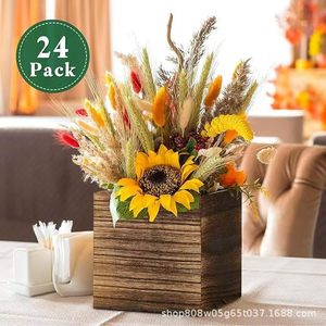 Boîte de rangement en bois pour bureau, couleur rétro, support pour fleurs séchées, accessoire de décoration pour mariage et fête, conteneur de rangement - Product Image 3