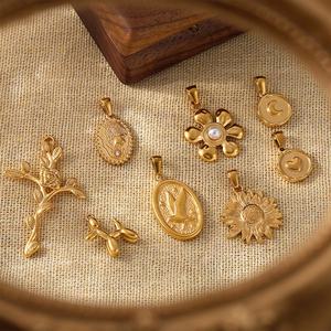 Accessoires de bijoux en acier inoxydable plaqué or 18 carats, composants de bijoux sous vide à éléments géométriques naturels, tendance mode - Product Image 4