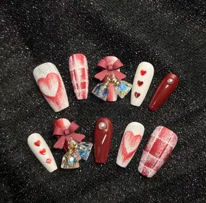 Hot tiktok read Luxury christmas custom press on nail tips false nails supplies salon packing box