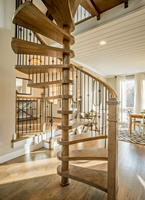 Solution d'escalier circulaire haut de gamme et peu encombrante avec marches en bois dur naturel pour duplex – Escalier en colimaçon en bois