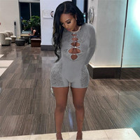Combinaison moulante sexy à manches longues et transparente pour femme – Nouvelle collection été 2023