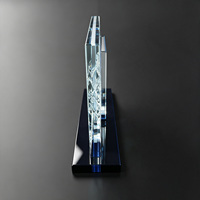 Trofeo de Cristal Cuadrado con Base Azul Neelpure 186726, con Grabado Láser y Personalización DIY