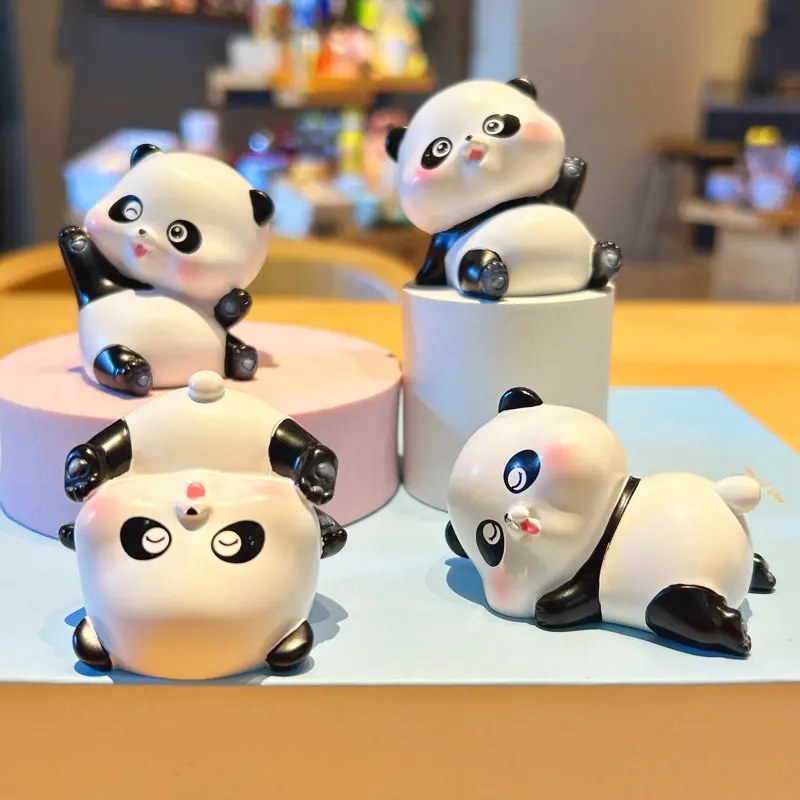 Cute panda cartoon figure car decoration home table decoration resin crafts small gift