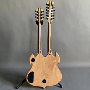 Tùy chỉnh vòng tròn màu đen 12 + 6 dây W âm thanh đôi cổ guitar điện 4emg pickups cơ thể gỗ gụ - Product Image 4