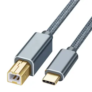 Kabel Printer Kepang USB C Ke USB B 2.0, Pemindai Printer Kepang untuk Epson HP Canon Bersaudara MacBook Pro Samsung MIDI