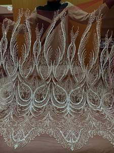 Trending Handwork Beads Imported <b>Net</b> <b>Fabric</b> Luxury Designer Material Perfect for Bridal Lehengas Sarees Gowns and Party Wear - Product Image 2