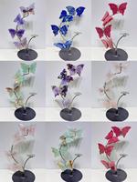 Support de boule sculptée en pierres précieuses naturelles en gros : Quartz rose, Améthyste, Quartz de feu, Obsidienne, Cristal papillon avec support pour la décoration