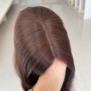 Topper de cheveux humains vierges bruts européens brun foncé, base mono 5x6, pour femmes, prêt à être expédié, vente en gros directe usine - Product Image 2